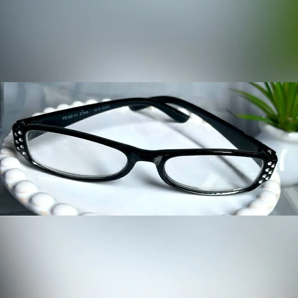 Glamour Reading Glasses with Sparkles +2.00 Includes Blue Carry Case EPC